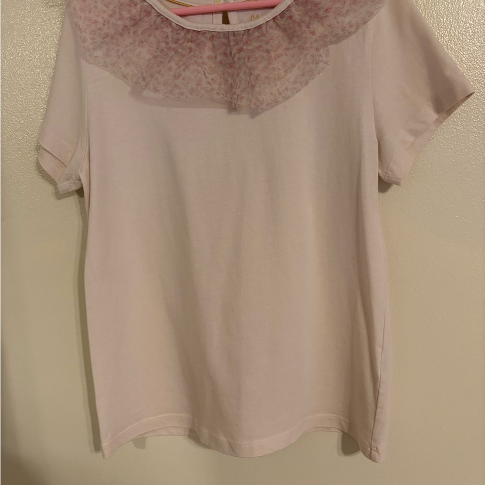 Boden Pink Floral Ruffle Kids Tank Top